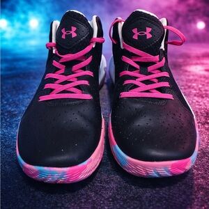 Under Armour Black and Pink High-Tops with Multicolor Sole